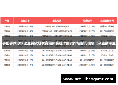 手把手教你快速查看欧冠联赛最新赛程详细安排与时间信息以及直播渠道